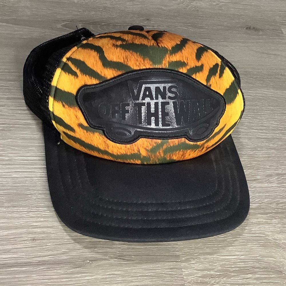 Vans black & orange tiger striped trucker hat